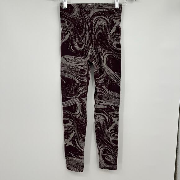 Athleta BUNDLE lot Aurora Shine tight Black & Cabernet Marble Seamless sz small - Picture 3 of 14